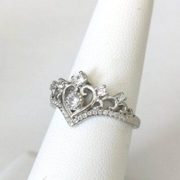 New crown tiara ring Sterling Silver CZ size 8 - Picture 16 of 16